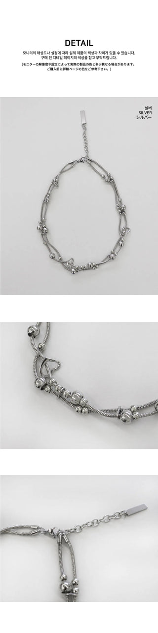 Silver Ball Two-Row Chain Necklace
