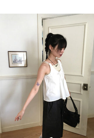Yoku Ribbon String Sleeveless Blouse