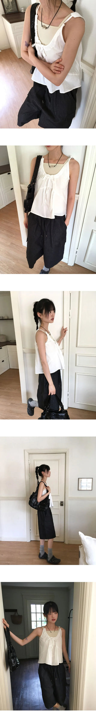 Yoku Ribbon String Sleeveless Blouse