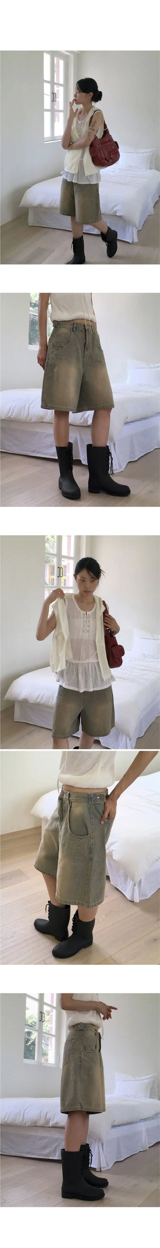 Thakoon Bijo Button Overfit 5-quarter Bermuda Denim Pants