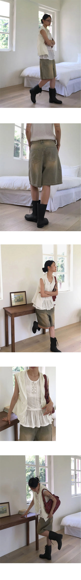 Thakoon Bijo Button Overfit 5-quarter Bermuda Denim Pants