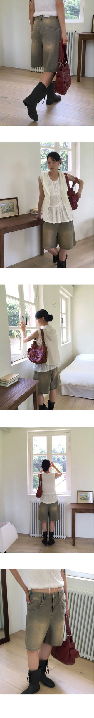 Thakoon Bijo Button Overfit 5-quarter Bermuda Denim Pants