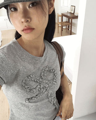 Aika frill ribbon crop short sleeve t-shirt