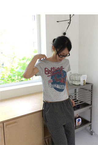 Pvo Terry Airplane Semi Crop Short Sleeve T-Shirt
