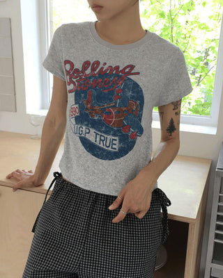 Pvo Terry Airplane Semi Crop Short Sleeve T-Shirt