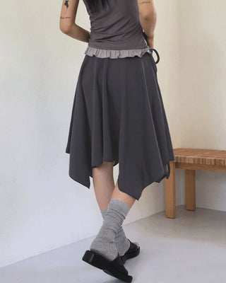 Pavel Ribbon Strap Uncut Cutting Midi Skirt