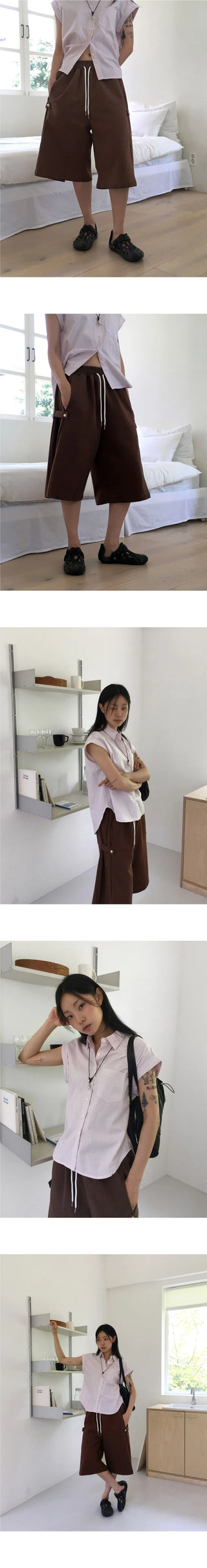 Kurtz side snap 8-quarter Bermuda jumpsuit pants