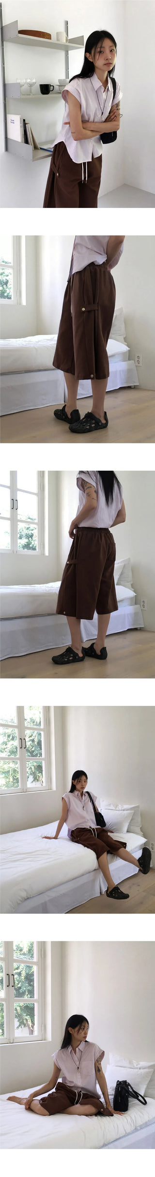 Kurtz side snap 8-quarter Bermuda jumpsuit pants