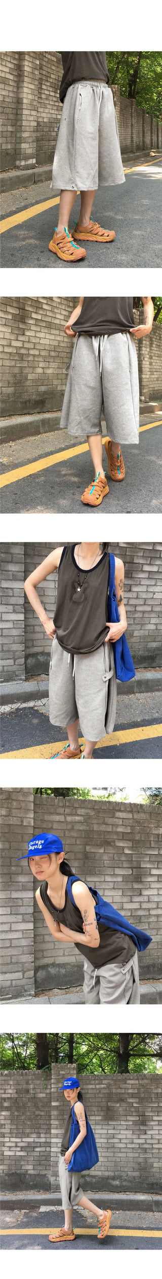 Kurtz side snap 8-quarter Bermuda jumpsuit pants