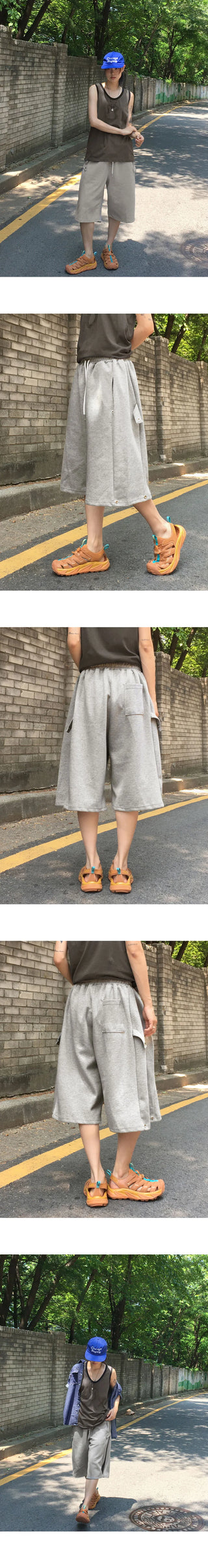 Kurtz side snap 8-quarter Bermuda jumpsuit pants