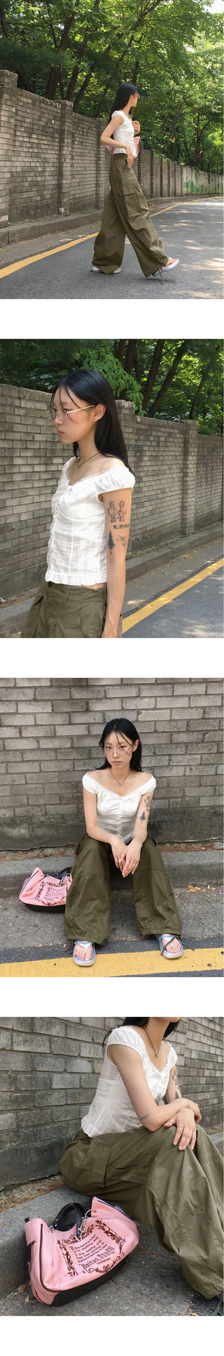 Lehman Lace Button Off Shoulder Sleeveless Blouse