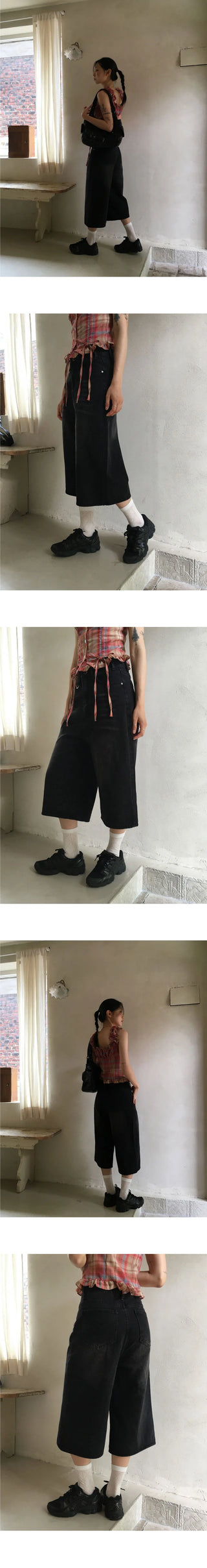 Mochel D-ring three-quarter denim Bermuda pants