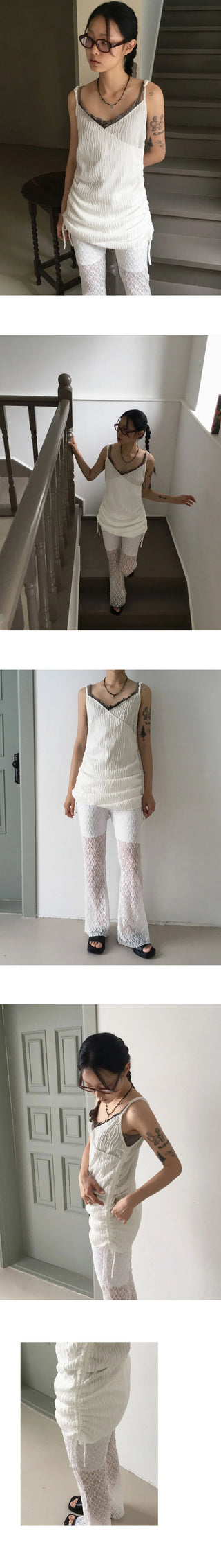 Mark pleated wrap shirring layered mini sleeveless Dress