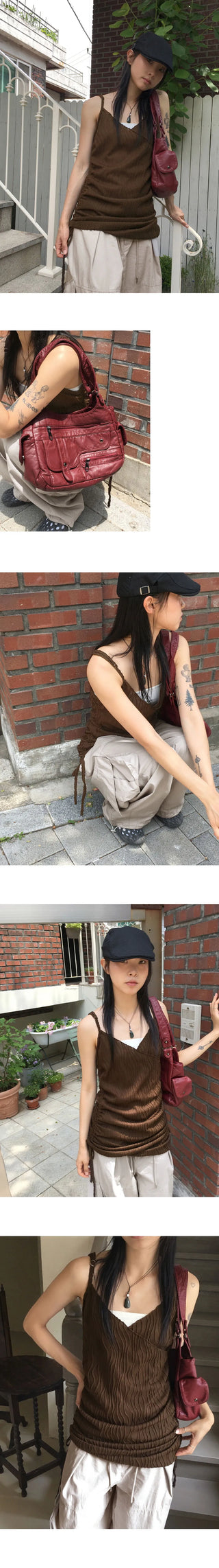 Mark pleated wrap shirring layered mini sleeveless Dress