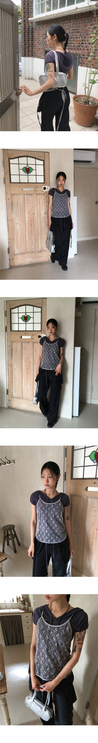 Pad Slab puff sleeve short sleeve hooded sweatshirt