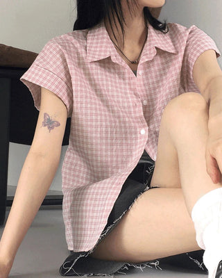 Nonsion Vintage Seersucker Slim Check Shirt