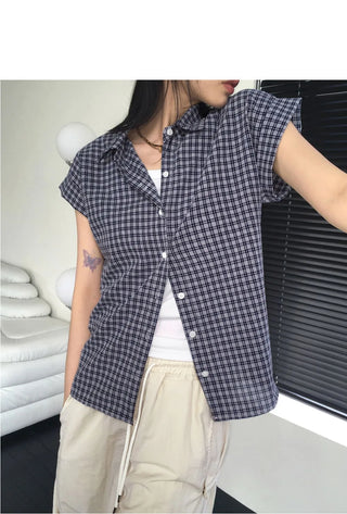 Nonsion Vintage Seersucker Slim Check Shirt