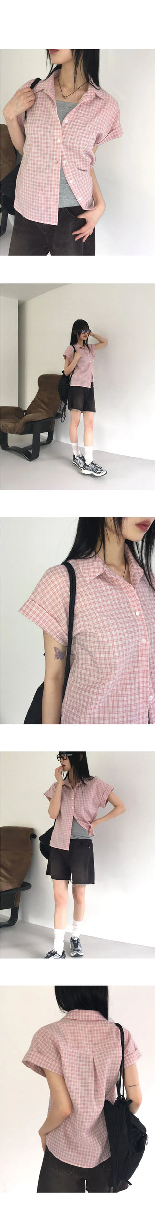 Nonsion Vintage Seersucker Slim Check Shirt