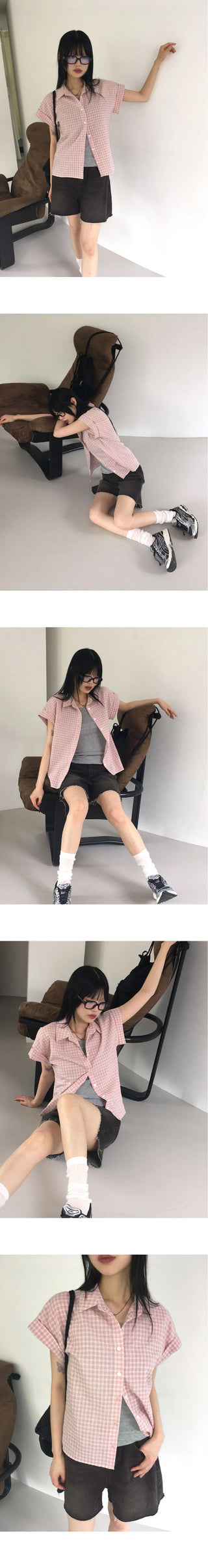 Nonsion Vintage Seersucker Slim Check Shirt