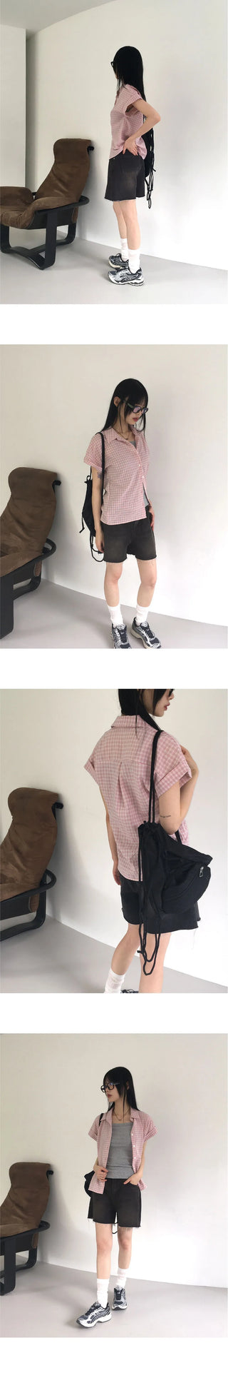 Nonsion Vintage Seersucker Slim Check Shirt