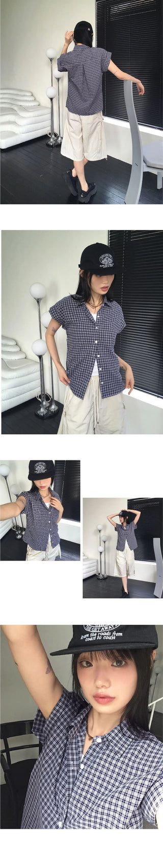 Nonsion Vintage Seersucker Slim Check Shirt