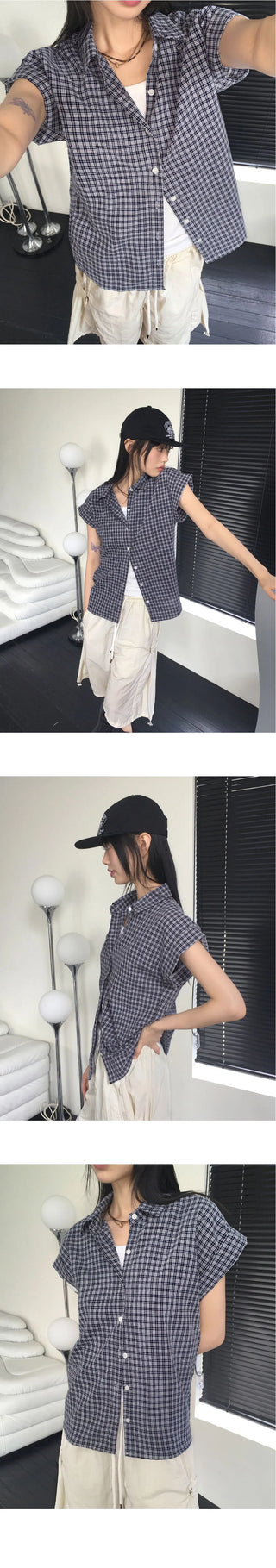 Nonsion Vintage Seersucker Slim Check Shirt
