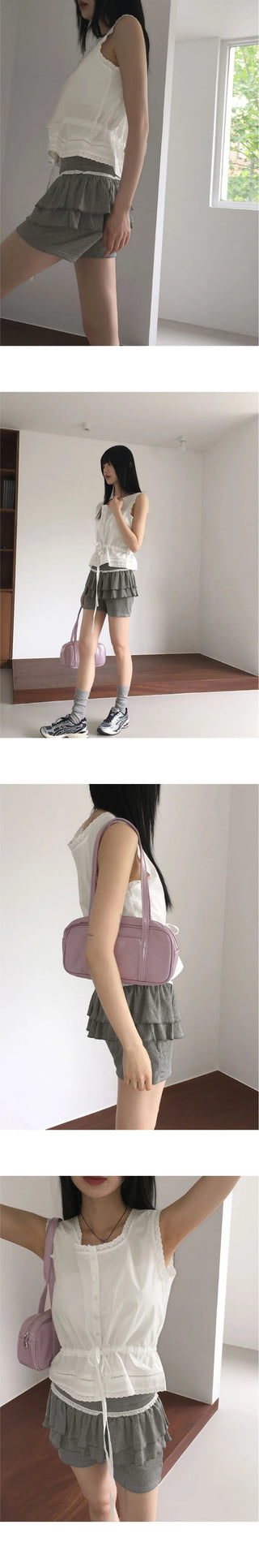 Sofu Lace Cancan Biker Skirt Leggings