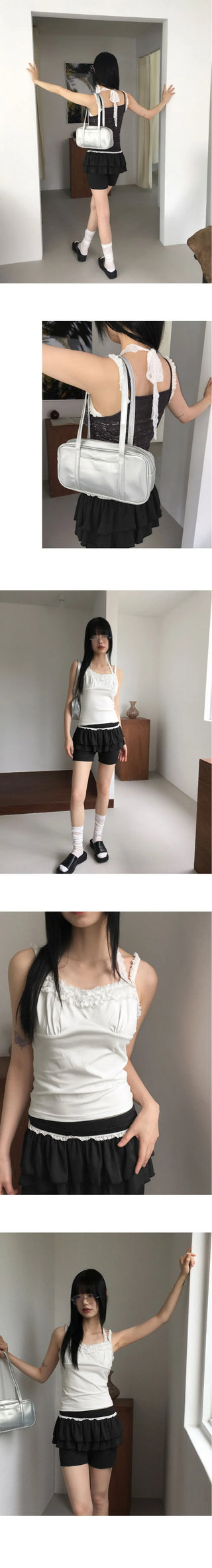 Sofu Lace Cancan Biker Skirt Leggings