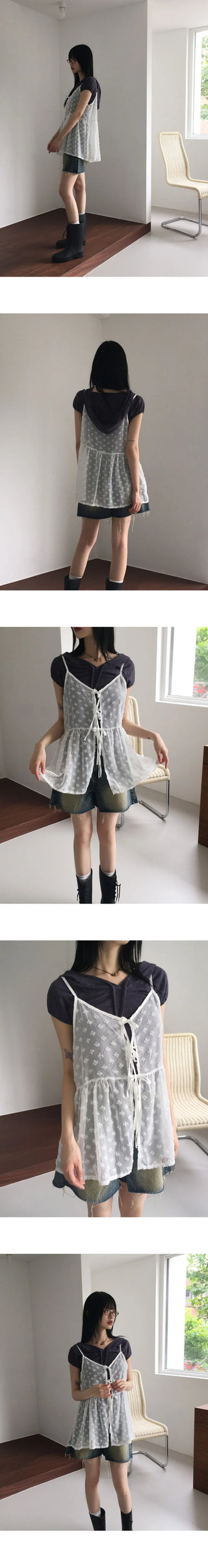 Frit Faded three-quarter denim short pants