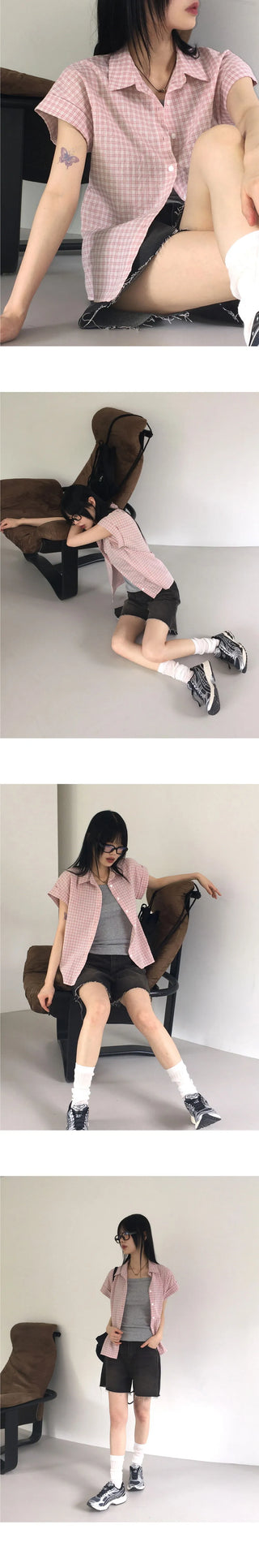 Frit Faded three-quarter denim short pants