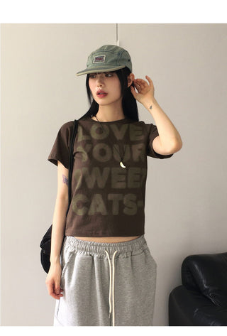 Lovecat lettering short sleeve t-shirt