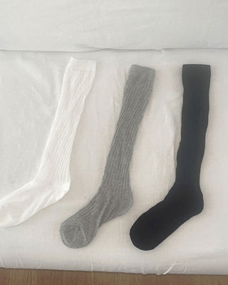 Bonyu Ribbed knee socks shirring pleated socks