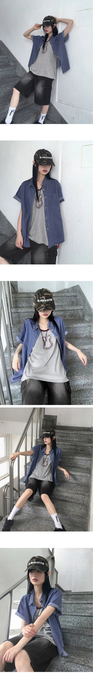 Tishan Cargo Bermuda Half Denim Short Pants Shorts