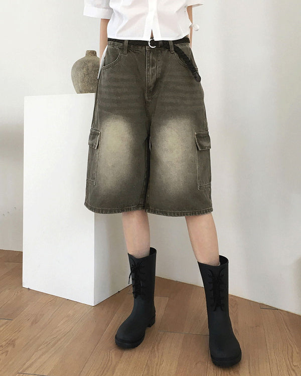 Tishan Cargo Bermuda Half Denim Short Pants Shorts