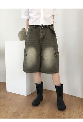 Tishan Cargo Bermuda Half Denim Short Pants Shorts