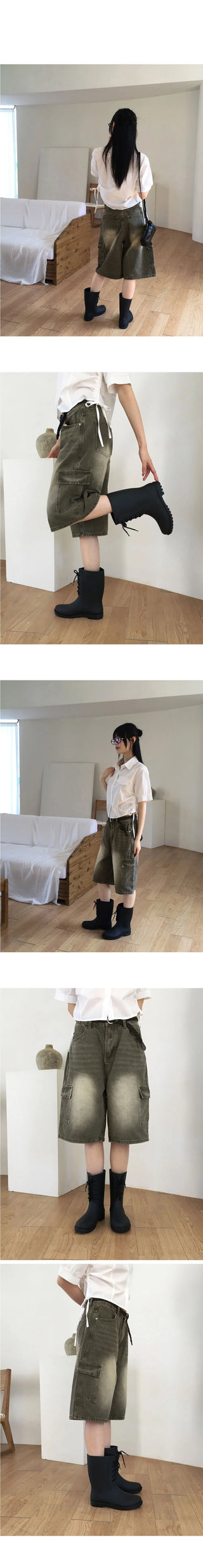 Tishan Cargo Bermuda Half Denim Short Pants Shorts