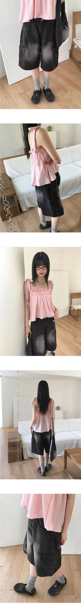 Tishan Cargo Bermuda Half Denim Short Pants Shorts