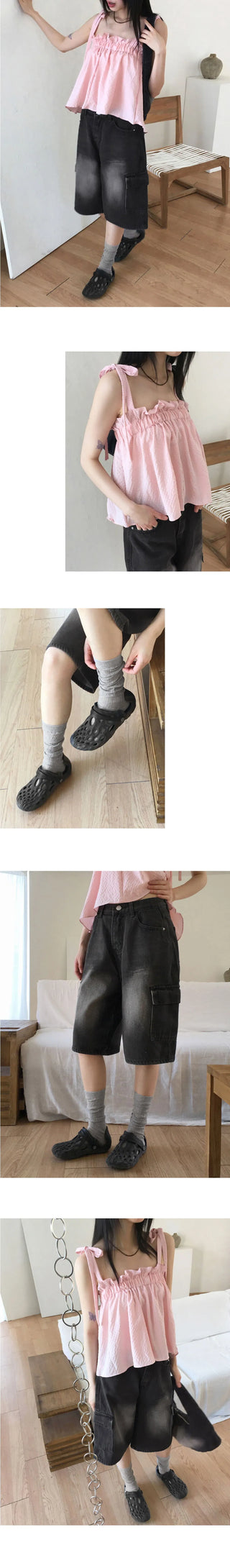 Tishan Cargo Bermuda Half Denim Short Pants Shorts