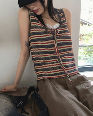 Titan hippie color combination striped strap vest Sleeveless sleeveless