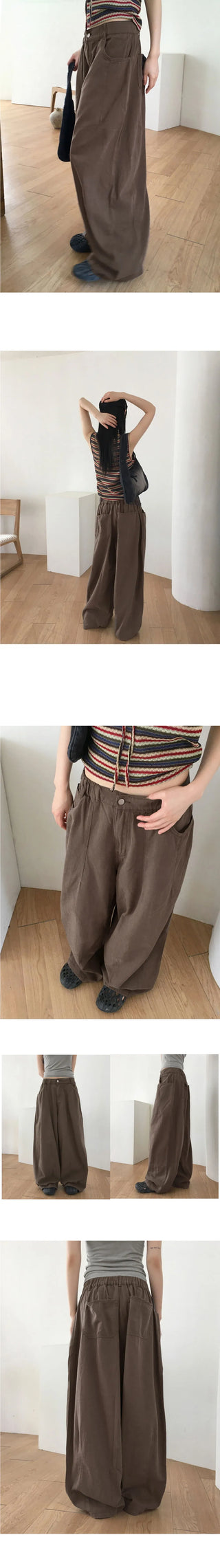Simo Pigment Split Balloon Banding Cotton Long Wide Pants