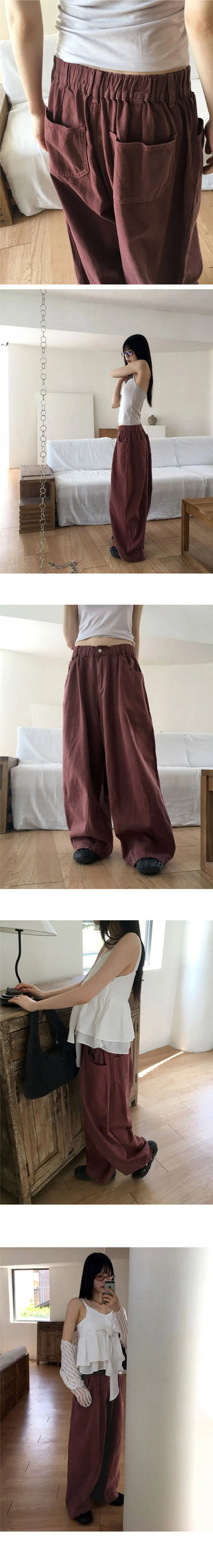 Simo Pigment Split Balloon Banding Cotton Long Wide Pants
