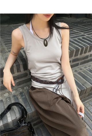 Slim Tail Basic Layered Diagonal Long Sleeveless