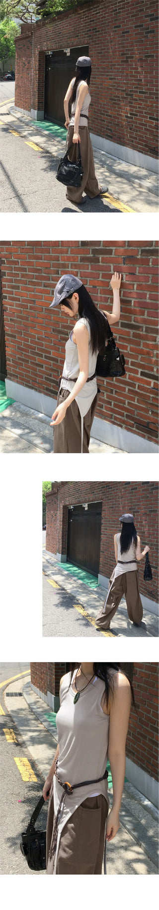 Slim Tail Basic Layered Diagonal Long Sleeveless