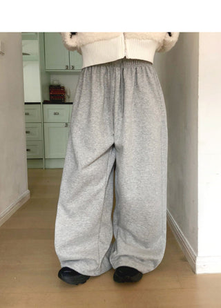 Aura Fleece-lined Diagonal Wide Sweatpants