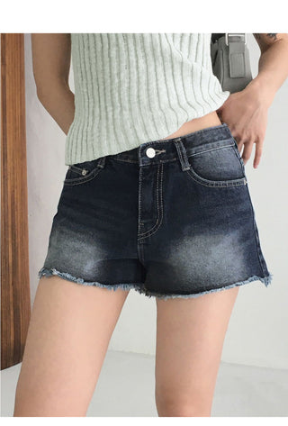 Half Low Faded Denim Short Pants