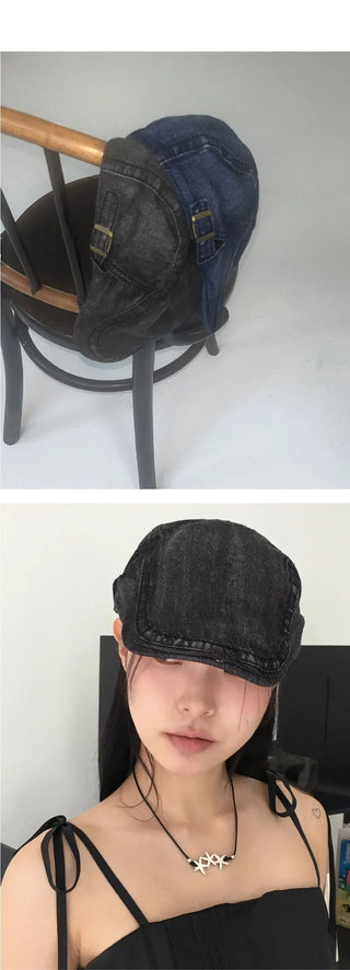 Neger Faded denim cotton hunting cap hat