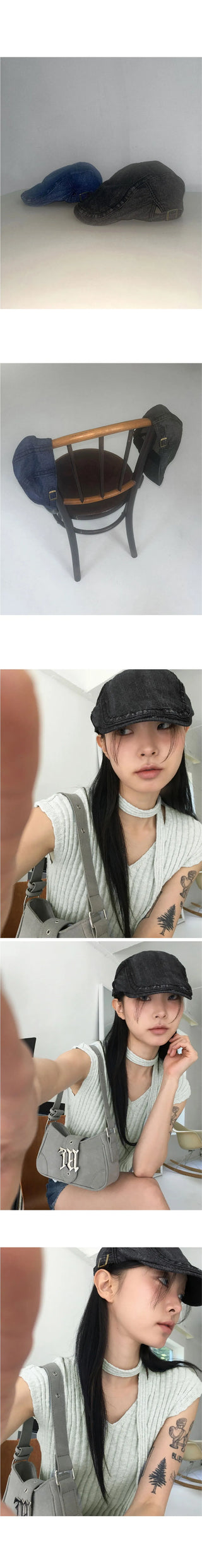 Neger Faded denim cotton hunting cap hat