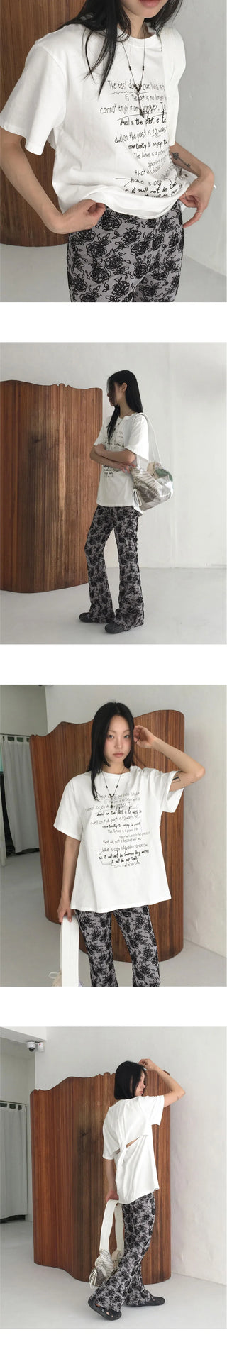 Quilted jacquard rose flower banding Flared leggings pants