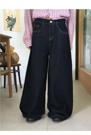 Myrtle Indigo Raw Denim Long Wide Pants