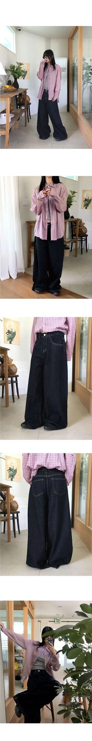 Myrtle Indigo Raw Denim Long Wide Pants